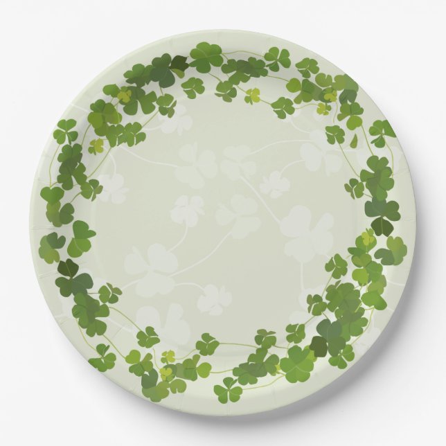Shamrock bouquet, st patrick's day paper plate (Front)