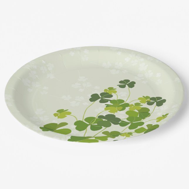 Shamrock bouquet, st patrick's day paper plate (Angled)