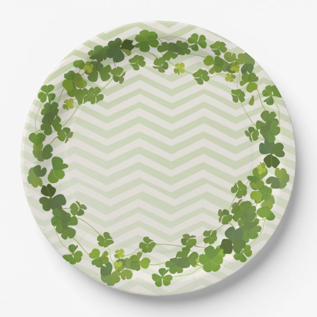 Shamrock bouquet, st patrick's day paper plate (Front)