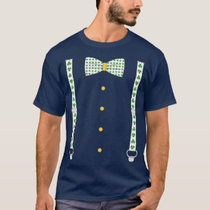 Shamrock Bow Tie Suspenders St Patricks Day T-Shirt