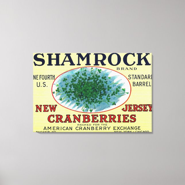 Shamrock Brand Cranberry Label Canvas Print (Front)