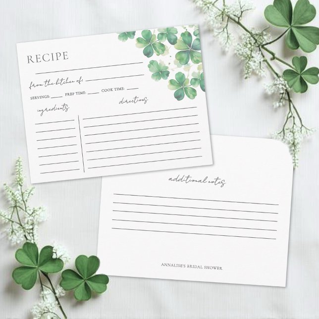Shamrock Bridal Shower Recipe Enclosure Card (Shamrock Bridal Shower Recipe Enclosure Card)