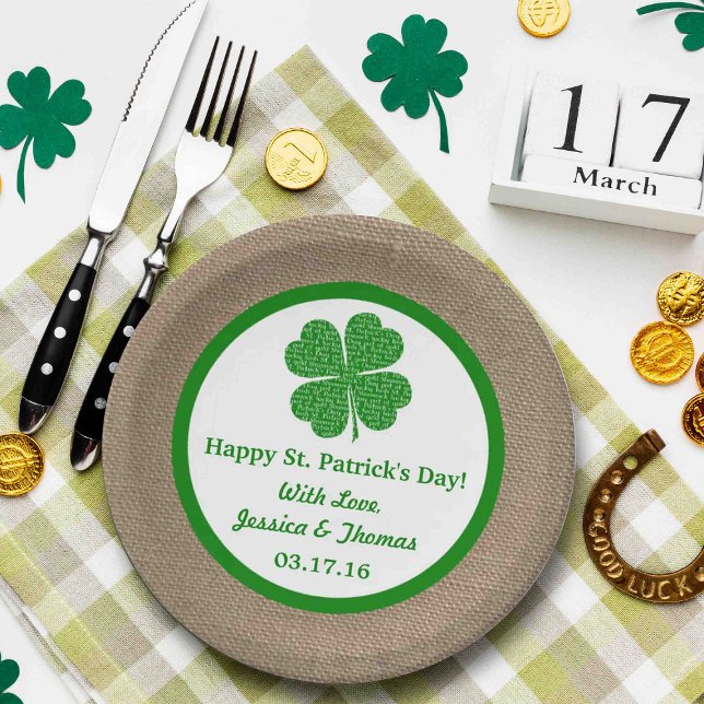 Shamrock & Burlap St. Patrick's Day Paper Plate (Creator Uploaded)