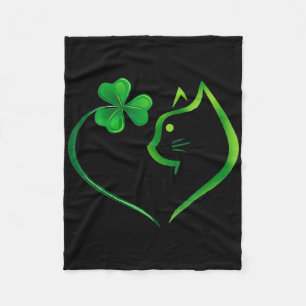 Shamrock Cat Heart St Patricks Day Cat Lovers Cat Fleece Blanket