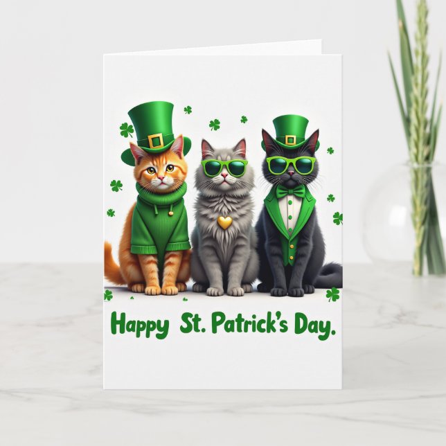 Shamrock Cats Holiday Card (Front)