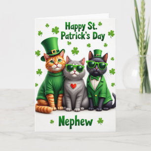 Shamrock Cats Nephew St Patricks Card