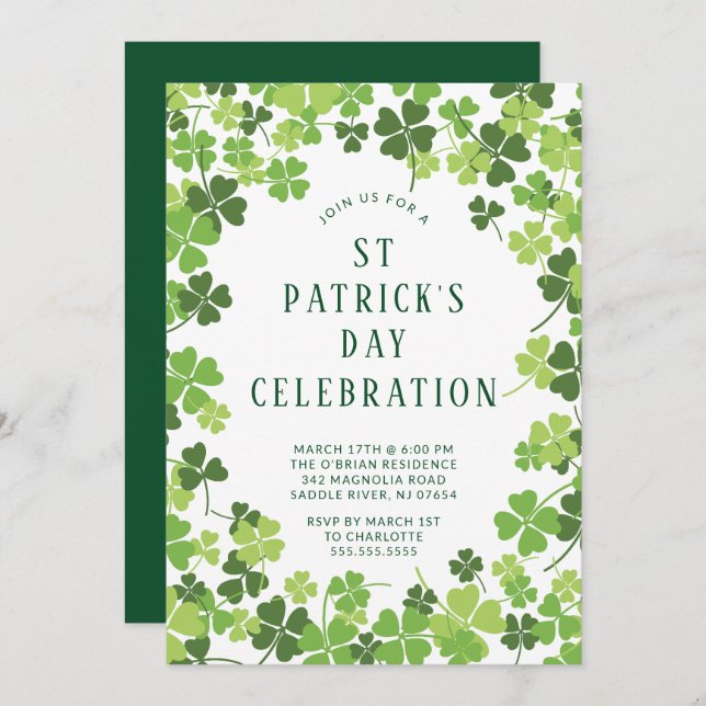 Shamrock Celebration St. Patrick's Day Invitation (Front/Back)
