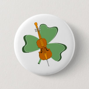 Shamrock Cello 6 Cm Round Badge