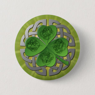 Shamrock – Celtic Knot – 4 Evangelists 6 Cm Round Badge