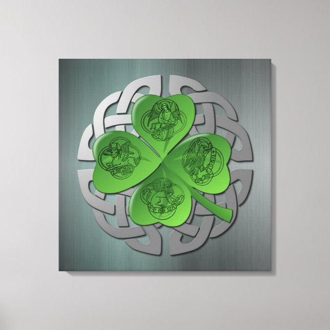 Shamrock - Celtic Knot - 4 Evangelists Canvas Print (Front)