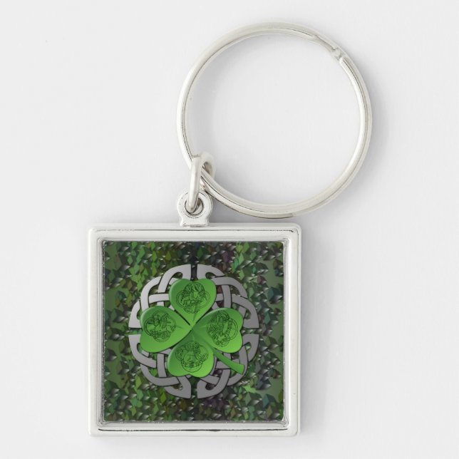 Shamrock – Celtic Knot – 4 Evangelists Key Ring (Front)