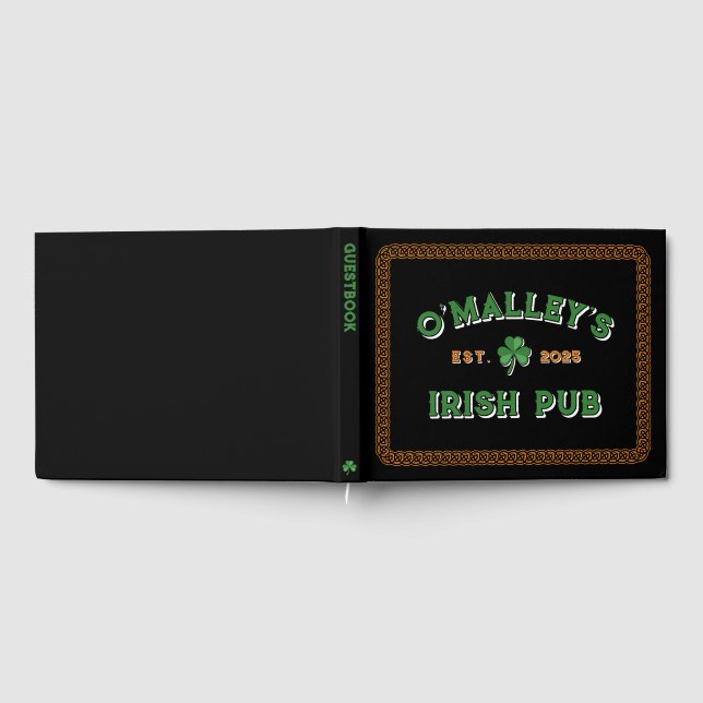 Shamrock Celtic Knot Border Irish Pub Guest Book (Full)