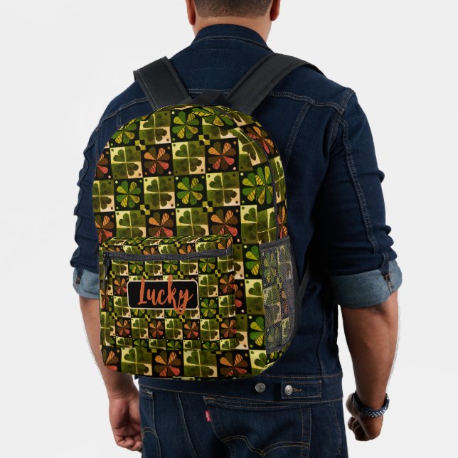 Shamrock Chequerboard Pattern Printed Backpack (Insitu (Model))