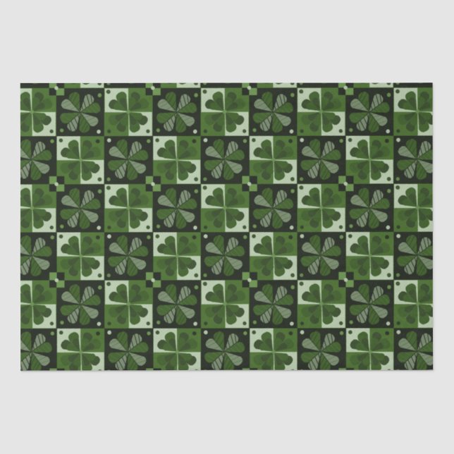 Shamrock Chequerboard Pattern Tissue Paper (Front)