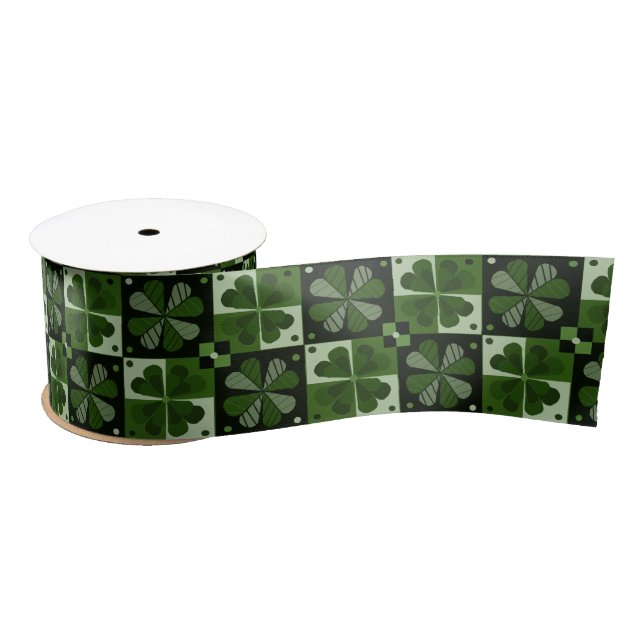 Shamrock Chequerboard  Satin Ribbon (Spool)