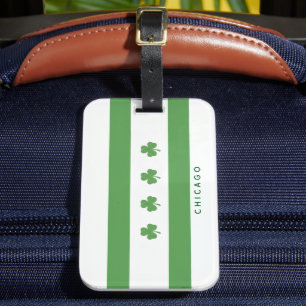 Shamrock Chicago Flag Luggage Tag