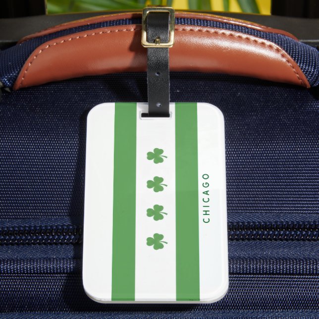 Shamrock Chicago Flag Luggage Tag (Front Insitu 2)