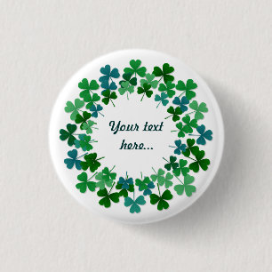 Shamrock Circle Custom Text 3 Cm Round Badge