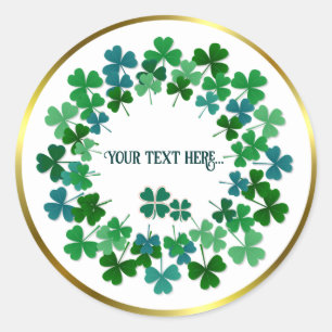 Shamrock Circle Custom Text Classic Round Sticker
