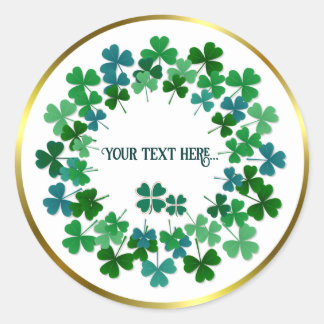 Shamrock Circle  Custom Text Classic Round Sticker