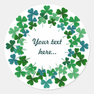 Shamrock Circle Custom Text Classic Round Sticker