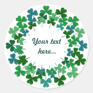 Shamrock Circle Custom Text Classic Round Sticker