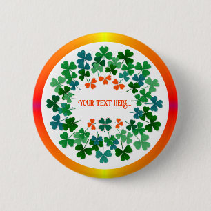 Shamrock Circle Custom Text Classic Round Sticker 6 Cm Round Badge