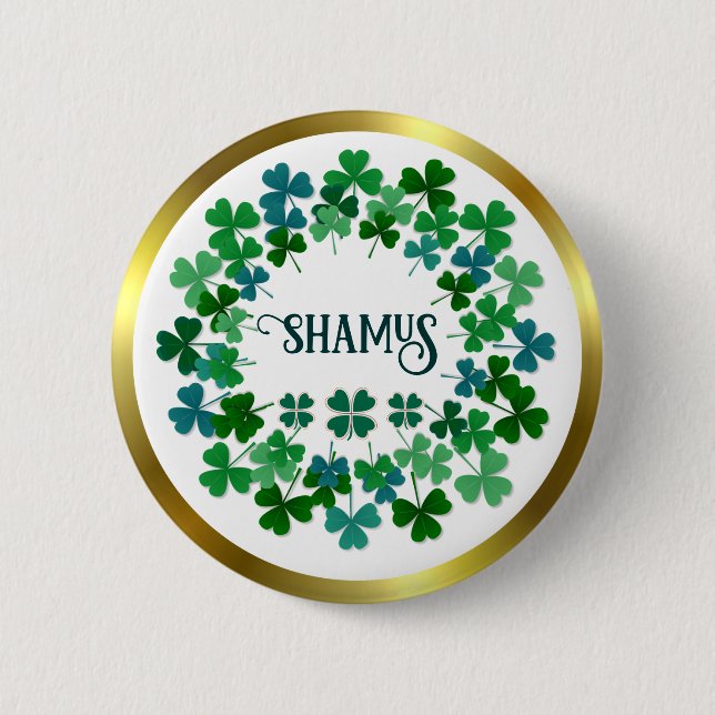 Shamrock Circle  Custom Text Classic Round Sticker 6 Cm Round Badge (Front)