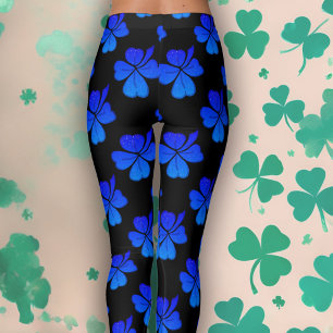 Shamrock Clover Blue Pattern St. Patrick`s Day Leggings