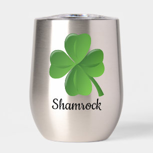 Shamrock Clover Design Thermal Wine Tumbler