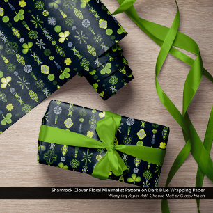 Shamrock Clover Floral Minimalist Pattern Wrapping Paper