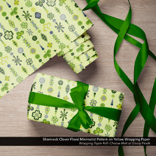 Shamrock Clover Floral Minimalist Pattern Wrapping Paper