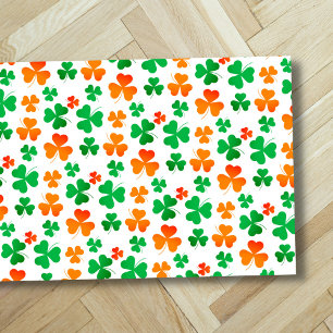 Shamrock Clover Green Orange Retro Elegant Irish Doormat