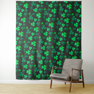 Shamrock Clover Ireland Irish Modern Green & Black Tapestry