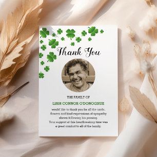 Shamrock Clover Irish Funeral Photo Thank You Card