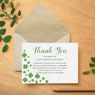 Shamrock Clover Irish Funeral Thank You Card