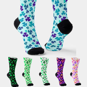 Shamrock Clover Leaf Blue Modern Elegant Stylish Socks