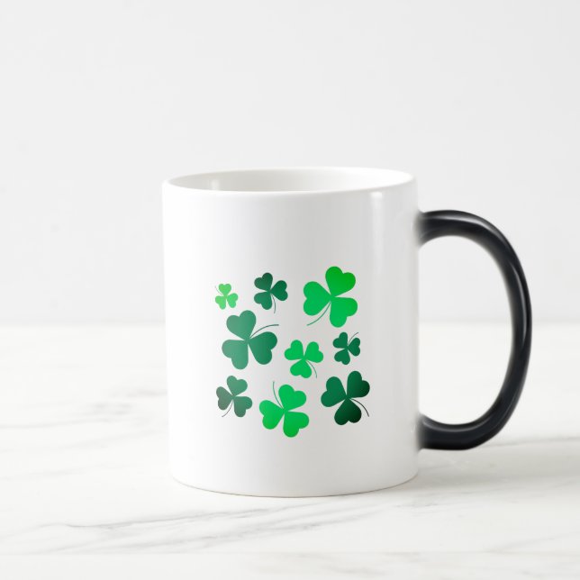 Shamrock Clover Leaf Ireland Irish Modern Elegant Magic Mug (Right)