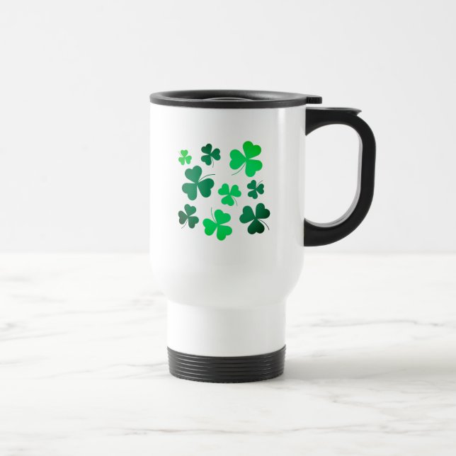 Shamrock Clover Leaf Ireland Irish Modern Elegant Travel Mug (Right)