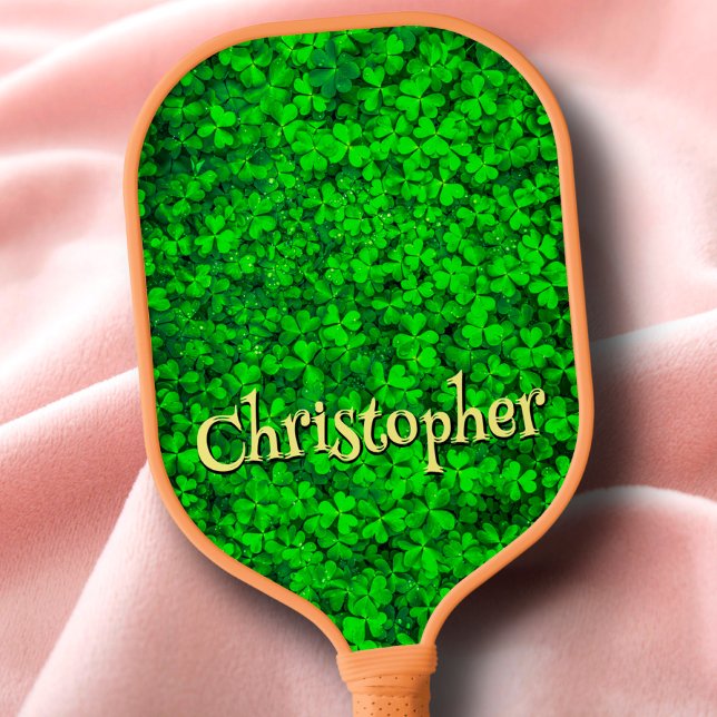 Shamrock Clover Leaf Ireland St Patrick's Green Pickleball Paddle (Creator Uploaded)