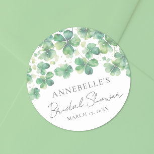 Shamrock Clover Lucky In Love Bridal Shower Classic Round Sticker