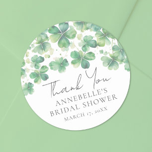 Shamrock Clover St. Patrick's Day Bridal Shower Classic Round Sticker