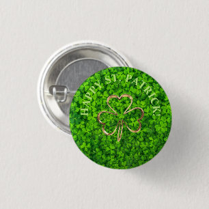 Shamrock Clovers Green Irish Symbol Ireland 3 Cm Round Badge
