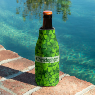 Shamrock Clovers Personalized Bottle Cooler