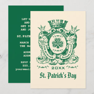 Shamrock Coat of Arm St. Patrick's Day Invitations