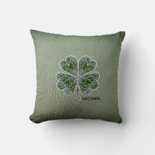 Shamrock Colover  St.Patrick`s Day Green Leather  Cushion