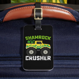 Shamrock Crusher Monster Truck St Patrick's Day Luggage Tag