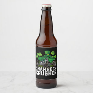 Shamrock Crusher St Patricks Day Monster Truck Beer Bottle Label