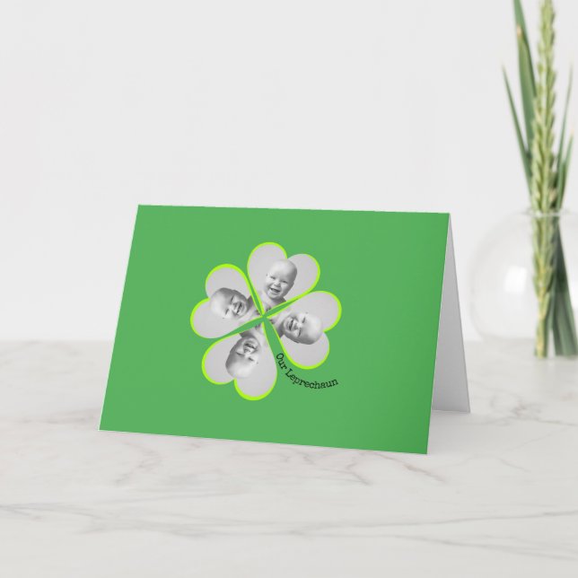 Shamrock Custom Photo St Patricks Day Card (Front)