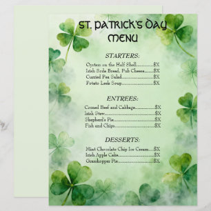 Shamrock Dream St. Patrick's Day Menu